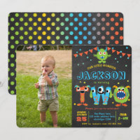 Kleine Monster-krijtbordjongen 2e verjaardag foto