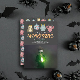 Kleine Monster Mash Halloween Jongen Verjaardag Fo Kaart