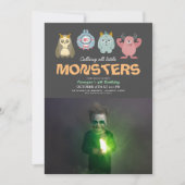 Kleine Monster Mash Halloween Jongen Verjaardag Fo Kaart (Voorkant)