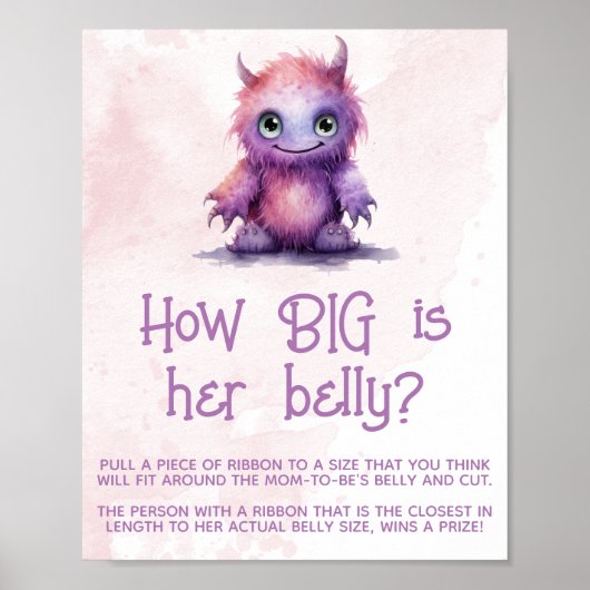 Kleine Monster Meisje Baby shower Grote Buik Teken Poster (Voorkant)