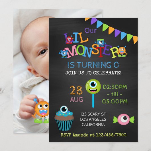 Kleine Monster op elke dag van een verjaardagskaar Kaart (Voorkant / Achterkant)