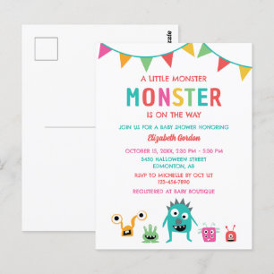 Kleine Monster op weg naar Baby shower Halloween Briefkaart