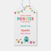 Kleine Monster op weg naar Baby shower Halloween Cadeaulabel (Voorkant)