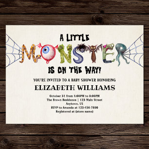 Kleine Monster op weg naar Halloween Baby shower Kaart