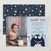 Kleine Monster | Platte fotokaart voor bedankt (Voorkant / Achterkant)