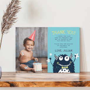 Kleine Monster   Platte fotokaart voor bedankt