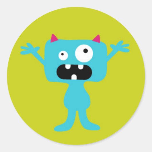 Kleine Monster Ronde Sticker (Voorkant)