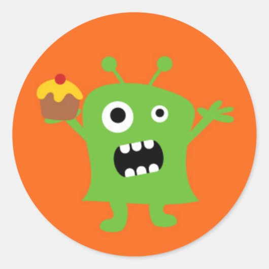 Kleine Monster Ronde Sticker (Voorkant)