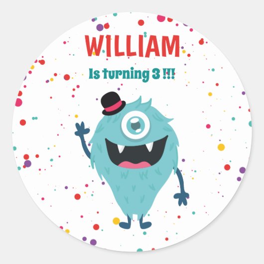 Kleine Monster Schattigee Monsters Ronde Sticker (Voorkant)