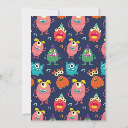 Kleine Monster Verjaardag Leuk Meisje Jongens Invi Kaart (Achterkant)