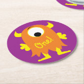 Kleine Monster Verjaardagsfeestje Ronde Kartonnen Onderzetter (Gebogen)