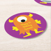 Kleine Monster Verjaardagsfeestje Ronde Kartonnen Onderzetter (Gebogen)