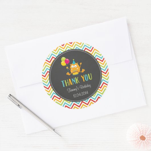Kleine Monster Verjaardagsfeestje Sticker (Envelop)