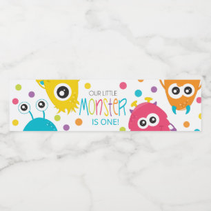 Kleine Monster verjaardagsfeestje waterfles labels Etiket