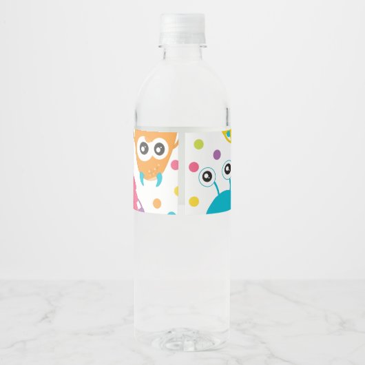 Kleine Monster verjaardagsfeestje waterfles labels Waterfles Etiket (Achterkant)