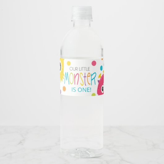 Kleine Monster verjaardagsfeestje waterfles labels Waterfles Etiket (Voorkant)