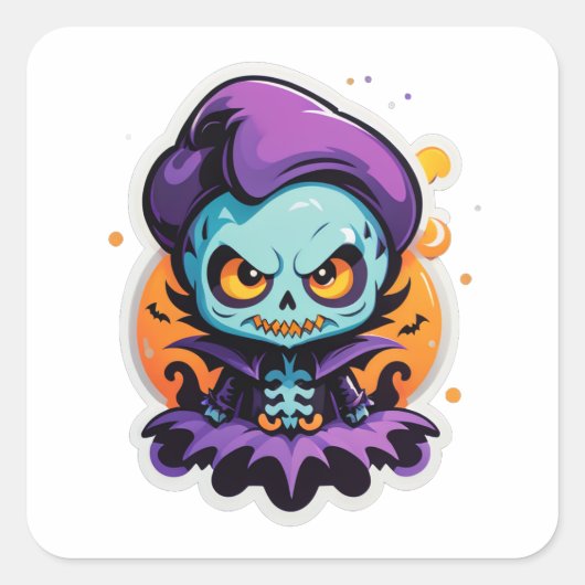 Kleine monster vierkante sticker (Voorkant)