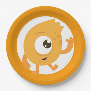 Kleine monsterblauwe verjaardagscadeaus borden papieren bordje