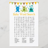 Kleine monsters Baby shower Word Search Game (Voorkant)