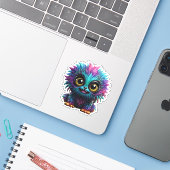 kleine monsters Custom-Cut Vinyl Sticker (Laptop met iPhone)
