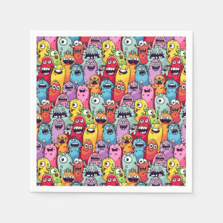  Kleine monsters kinder nursery grappige gezichten Servet