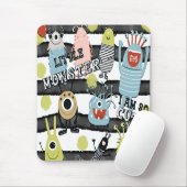Kleine monsters Moderne grafische Waterverf Stripe Muismat (Met muis)