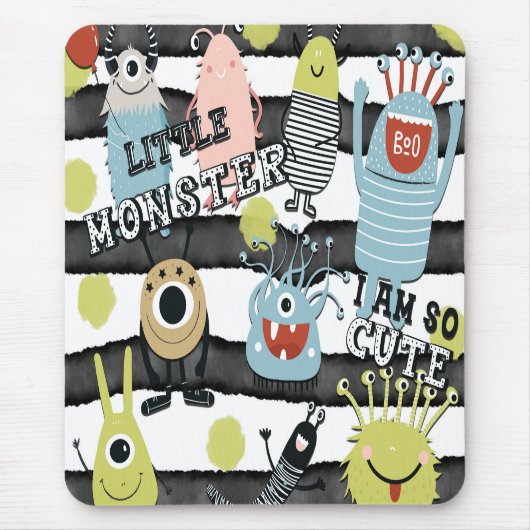 Kleine monsters Moderne grafische Waterverf Stripe Muismat (Voorkant)