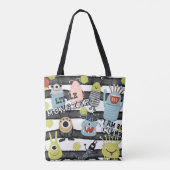 Kleine monsters Moderne grafische Waterverf Stripe Tote Bag (Achterkant)