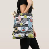 Kleine monsters Moderne grafische Waterverf Stripe Tote Bag (Dichtbij)