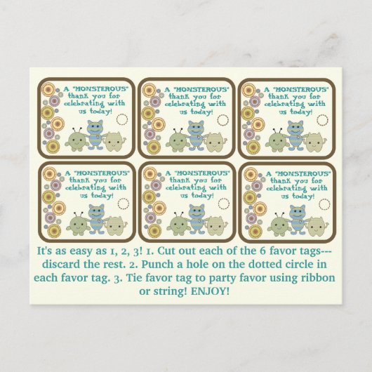 Kleine Monsters Partij voor Labels Briefkaart (Voorkant)