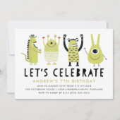 Kleine Monsters | Uitnodiging van de partij Birthd (Voorkant)