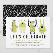 Kleine Monsters | Uitnodiging van de partij Birthd (Voorkant / Achterkant)