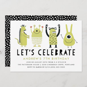 Kleine Monsters   Uitnodiging van de partij Birthd