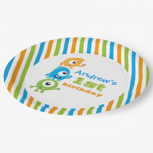 Kleine monsterverjaardagsborden papieren bordje (Gekanteld)