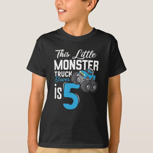 Kleine monstervrachtwagen 5th Birthday T-shirt (Voorkant)