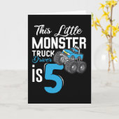 Kleine monstervrachtwagenchauffeur 5e verjaardag kaart (Gele Bloem)