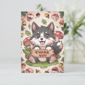 Kleine mooie wolf bedankkaart (Staand voorkant)