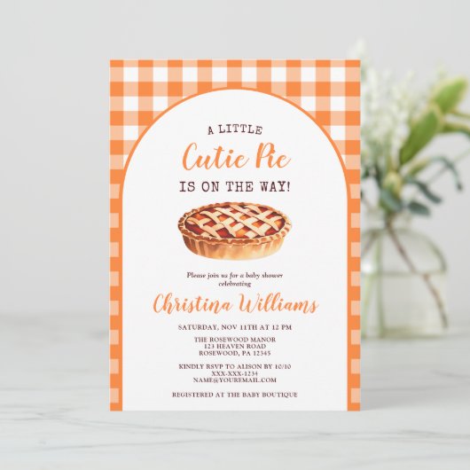 Kleine Mop Fall Pumpkin Pie Baby Shower Kaart (Staand voorkant)