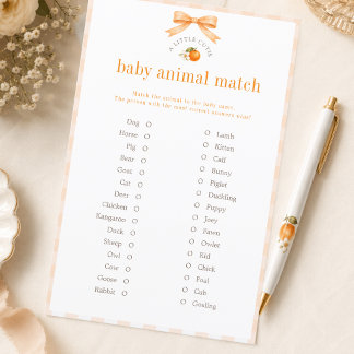 Kleine Moppie Citrus Baby Shower Dieren Match Game