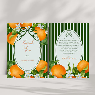 Kleine Moppie Strepen Citrus Sinaasappels Baby Sho Bedankkaart