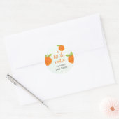Kleine Moppie Waterverf Oranje Baby Shower Ronde Sticker (Envelop)
