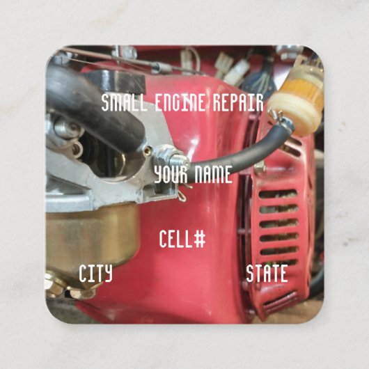 Kleine motorreparatie vierkante visitekaartje (Voorkant)