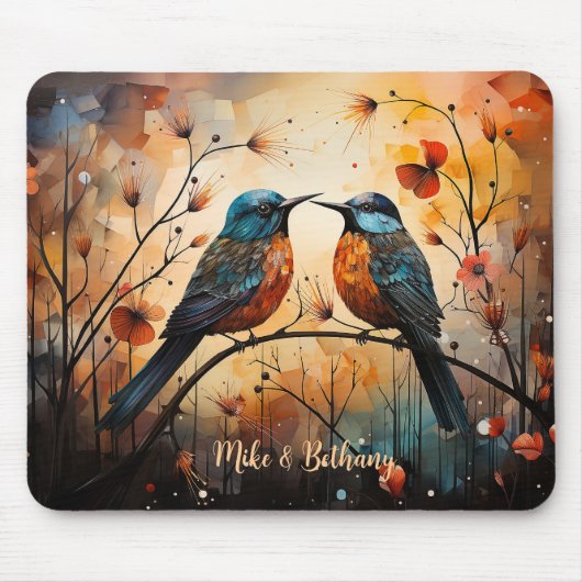 Kleine mousepad, twee Tortelduifjes, Muismat (Voorkant)