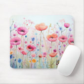 Kleine mousepad, Waterverf van wilde bloemen, Muismat (Met muis)