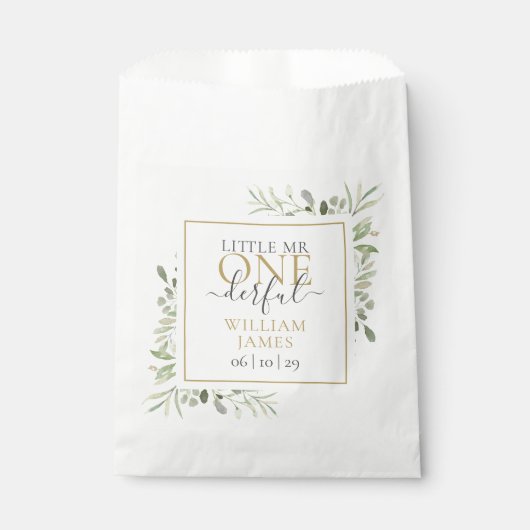 Kleine Mr ONEderful Boy First Birthday Favor Bag Bedankzakje (Voorkant)