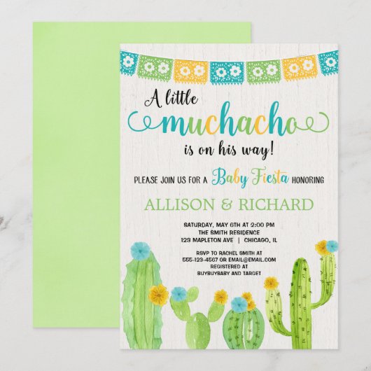 Kleine muchacho koppels fiesta baby shower kaart (Voorkant / Achterkant)