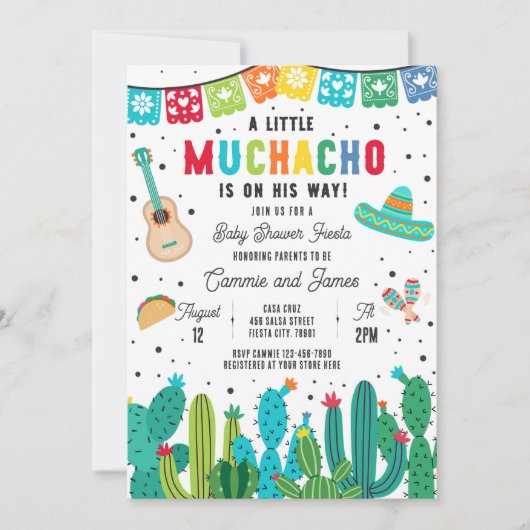Kleine Muchacho op de weg Boy Fiesta Baby shower Kaart (Voorkant)