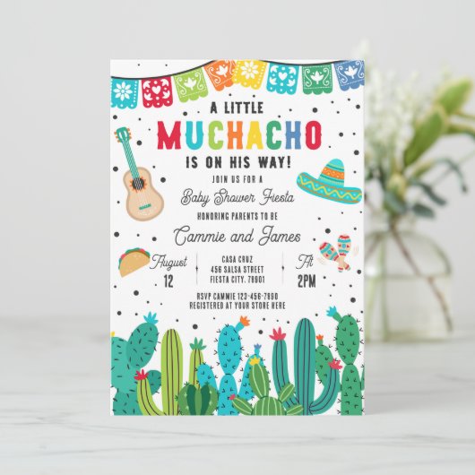 Kleine Muchacho op de weg Boy Fiesta Baby shower Kaart (Staand voorkant)