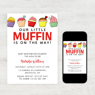 Kleine muffin is onderweg naar het baby shower kaart