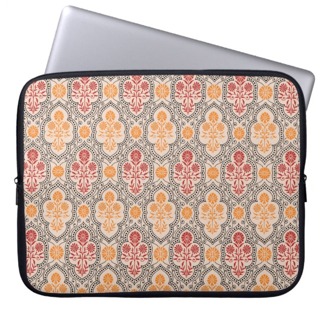 KLEINE MUGHAL FLOWER PATTERN ONTWERPACHTERGROND AR LAPTOP SLEEVE (Voorkant)